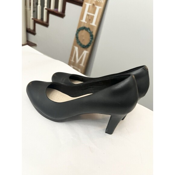 Clarks Shoes Size 7.5 W E Adriel Viola Pumps Black Cone Heels 26129359 Wide - Picture 2 of 6